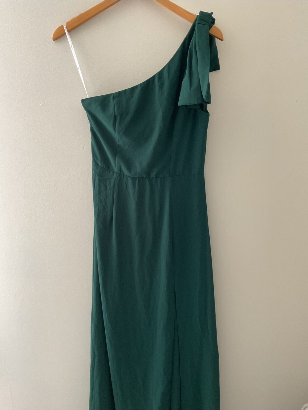 Lulus Simply Brilliant Green One-Shoulder Bow Side Slit Maxi Dress Event - Picture 6 of 14